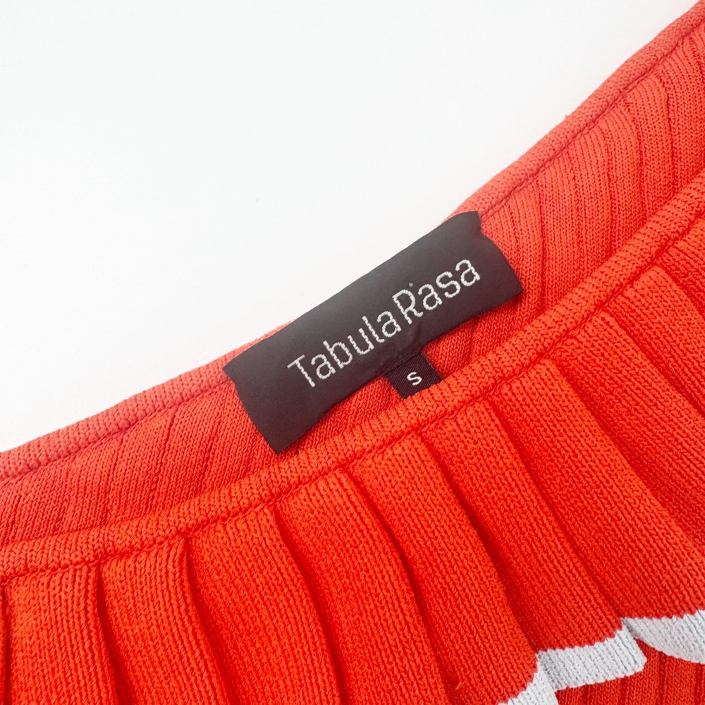 Tabula Rasa One Shoulder Ruffle Knit Crop Top Orange Red Ribbed Size S - Picture 3 of 8